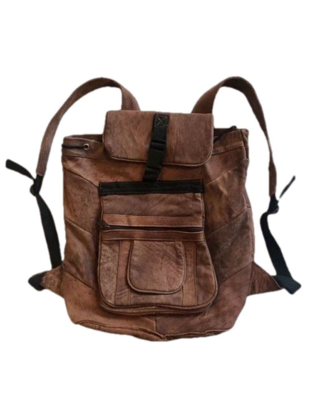 Backpack distressed brown leather. Unisex